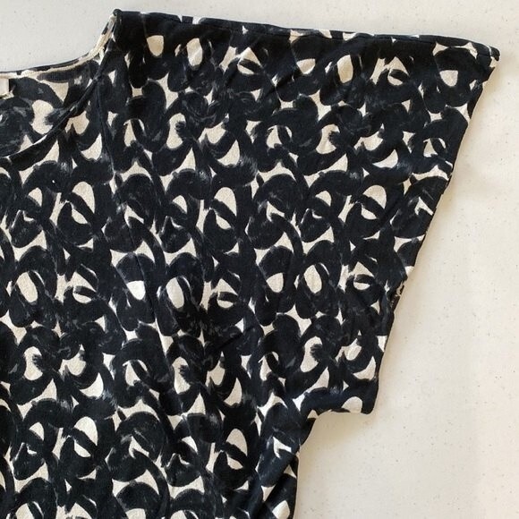 Garnet Hill Silk Cotton Short Sleeve Knit Geo Printed Mini Dress Lightweight - Picture 10 of 11